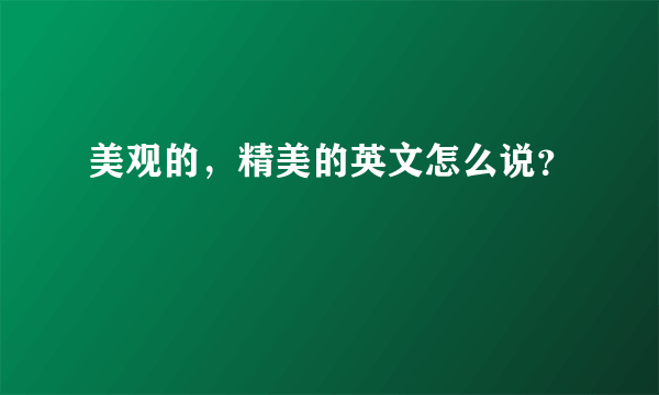 美观的，精美的英文怎么说？