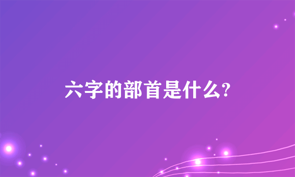 六字的部首是什么?