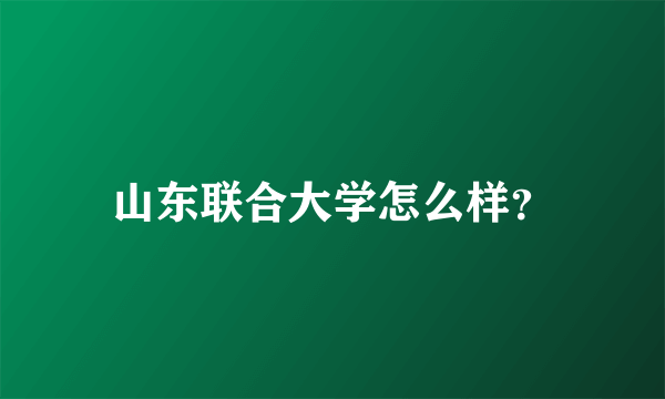 山东联合大学怎么样？