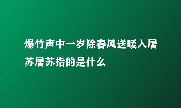 爆竹声中一岁除春风送暖入屠苏屠苏指的是什么