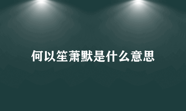 何以笙萧默是什么意思