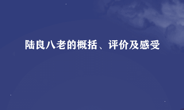 陆良八老的概括、评价及感受