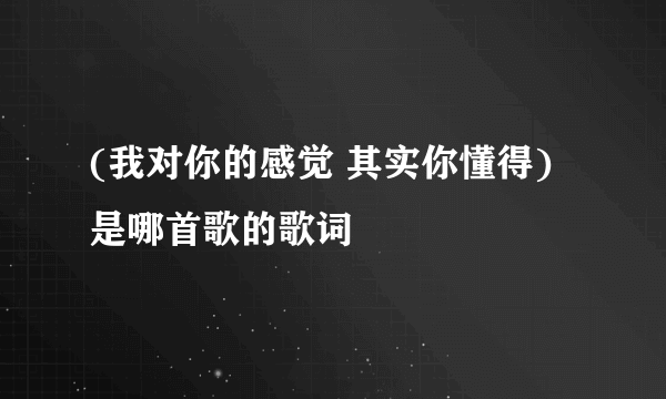 (我对你的感觉 其实你懂得)是哪首歌的歌词