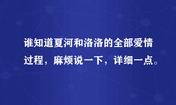 谁知道夏河和洛洛的全部爱情过程，麻烦说一下，详细一点。