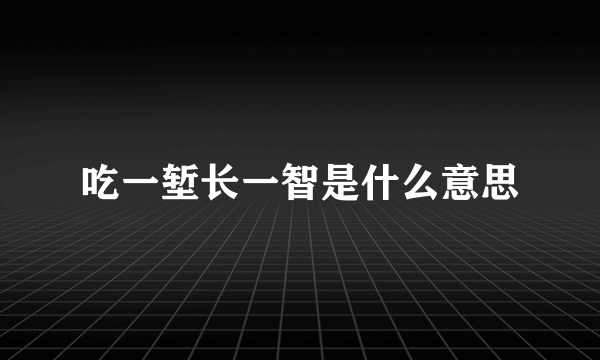 吃一堑长一智是什么意思