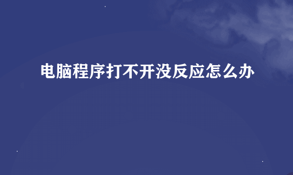 电脑程序打不开没反应怎么办