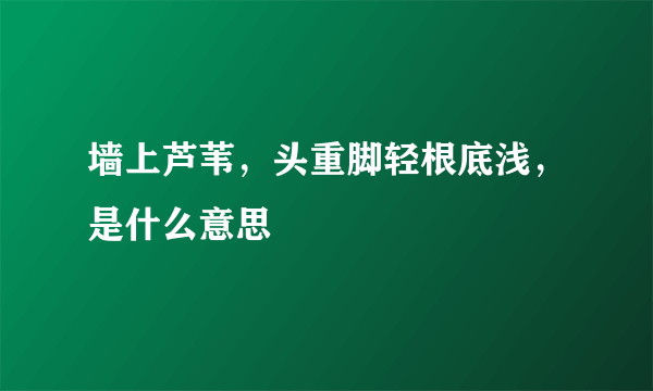 墙上芦苇，头重脚轻根底浅，是什么意思