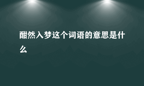 酣然入梦这个词语的意思是什么