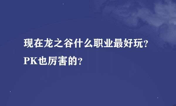 现在龙之谷什么职业最好玩？PK也厉害的？