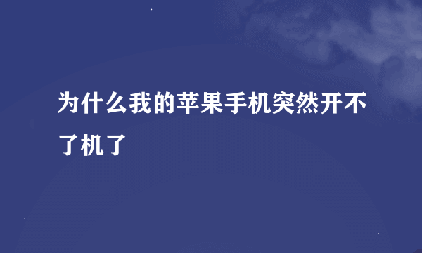 为什么我的苹果手机突然开不了机了