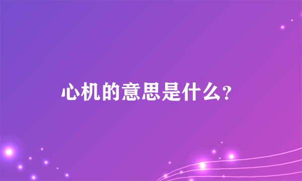 心机的意思是什么？