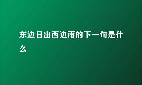 东边日出西边雨的下一句是什么