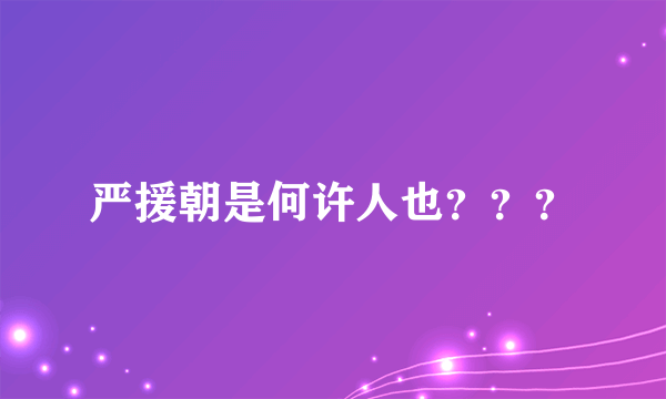 严援朝是何许人也？？？