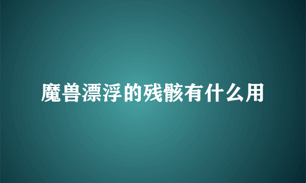 魔兽漂浮的残骸有什么用