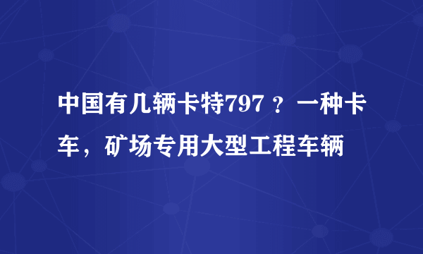 中国有几辆卡特797 ？一种卡车，矿场专用大型工程车辆