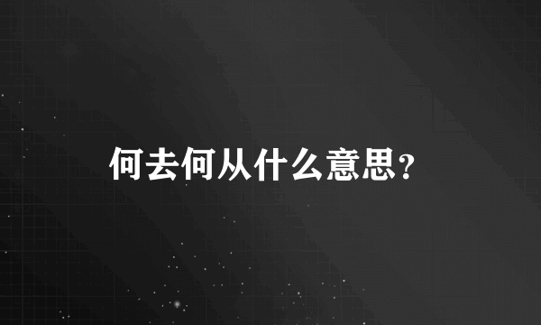 何去何从什么意思？