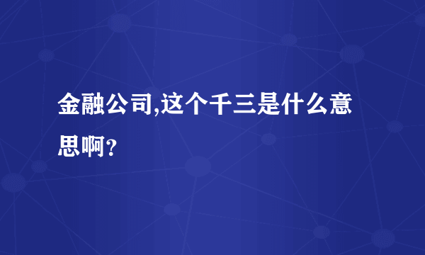 金融公司,这个千三是什么意思啊？