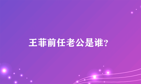 王菲前任老公是谁？