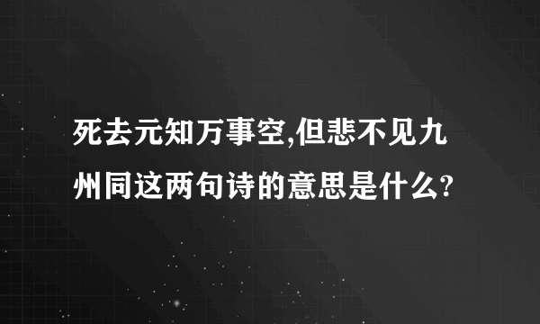 死去元知万事空,但悲不见九州同这两句诗的意思是什么?