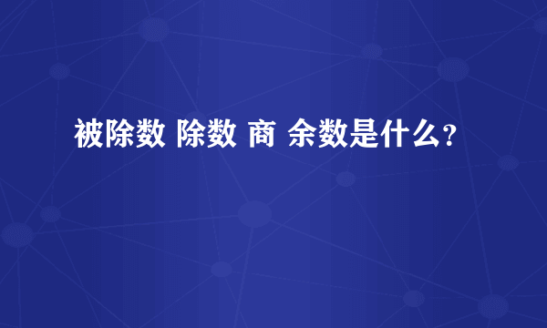 被除数 除数 商 余数是什么？