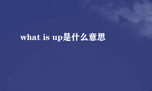 what is up是什么意思