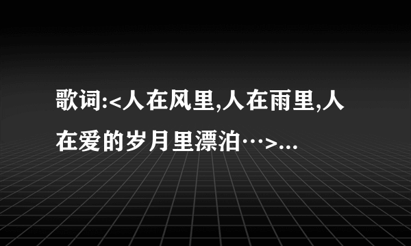 歌词:<人在风里,人在雨里,人在爱的岁月里漂泊…>的歌名叫什么?