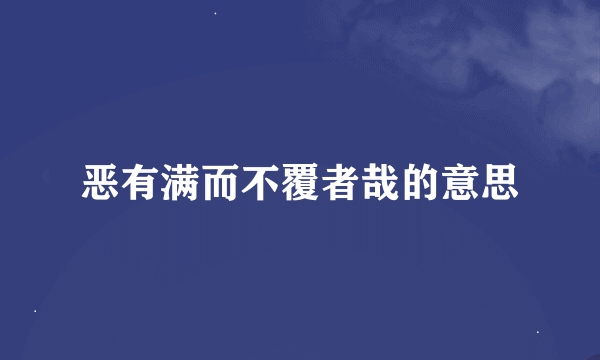 恶有满而不覆者哉的意思