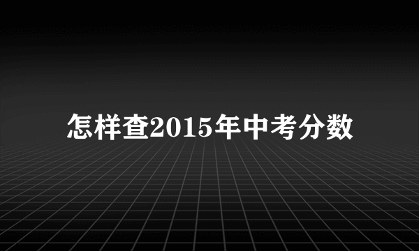 怎样查2015年中考分数