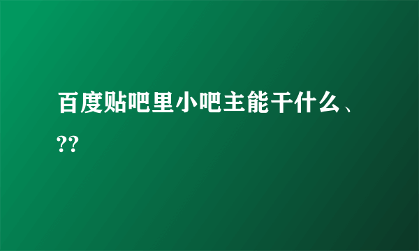 百度贴吧里小吧主能干什么、??