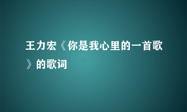 王力宏《你是我心里的一首歌》的歌词