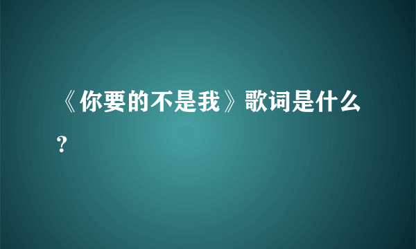 《你要的不是我》歌词是什么？