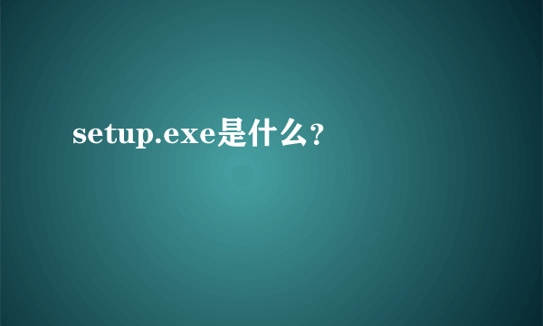 setup.exe是什么？