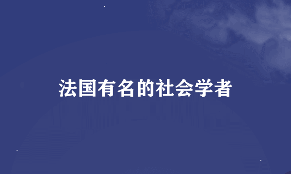 法国有名的社会学者