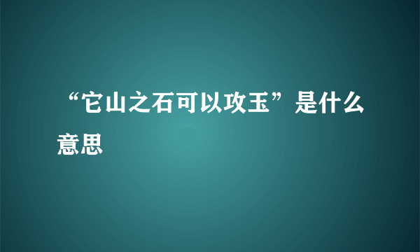 “它山之石可以攻玉”是什么意思