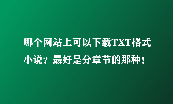 哪个网站上可以下载TXT格式小说？最好是分章节的那种！