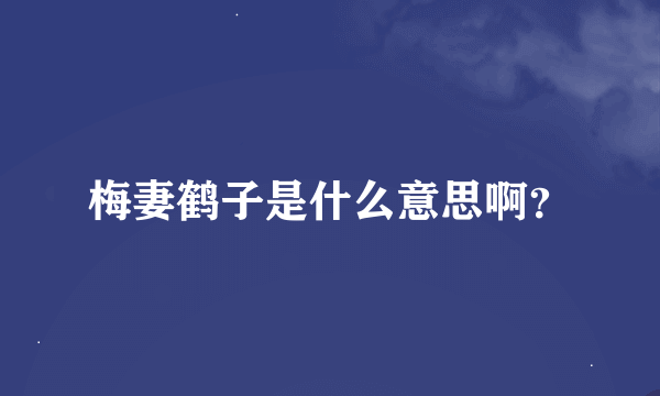 梅妻鹤子是什么意思啊？