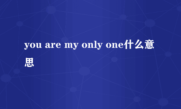 you are my only one什么意思