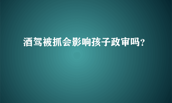 酒驾被抓会影响孩子政审吗？