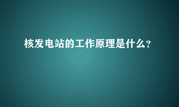 核发电站的工作原理是什么？