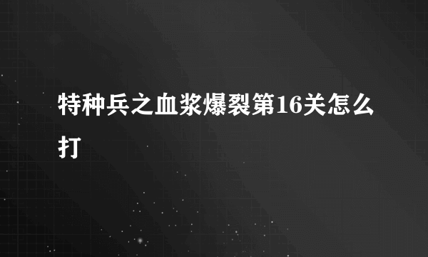 特种兵之血浆爆裂第16关怎么打