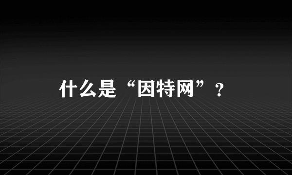 什么是“因特网”？