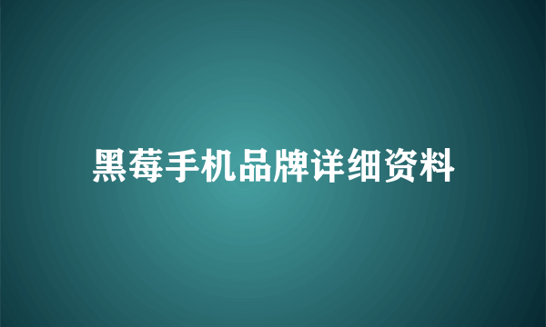 黑莓手机品牌详细资料