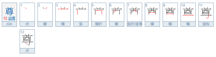 尊字的笔顺