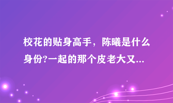 校花的贴身高手，陈曦是什么身份?一起的那个皮老大又有什么目的?我刚刚看到1700章，