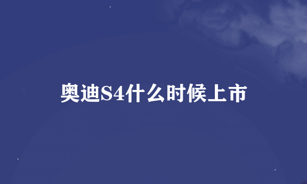 奥迪S4什么时候上市