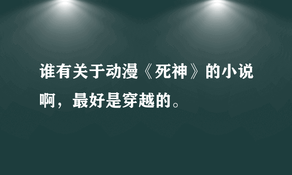 谁有关于动漫《死神》的小说啊，最好是穿越的。