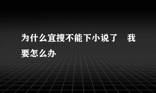 为什么宜搜不能下小说了　我要怎么办