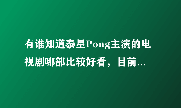 有谁知道泰星Pong主演的电视剧哪部比较好看，目前我就看了《真爱无价》跟《悲恋花》