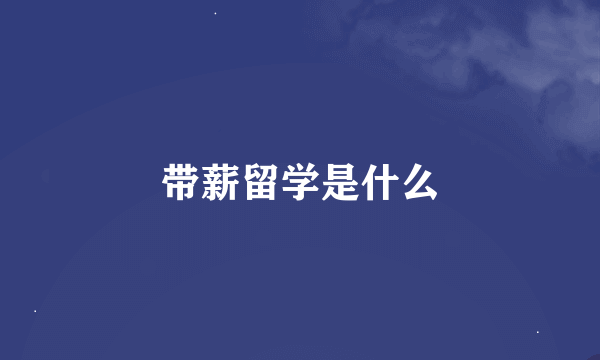 带薪留学是什么