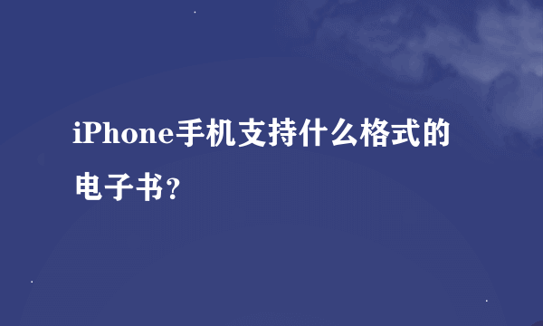 iPhone手机支持什么格式的电子书？